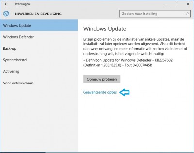 Instellingen Windows Update 1