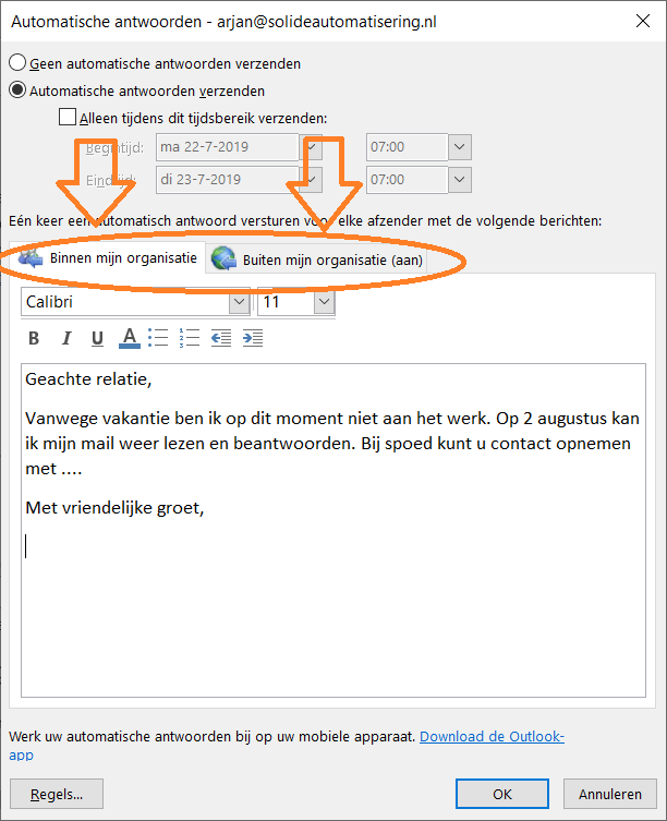 skelet Gewond raken antwoord Office 365 instellen van automatisch antwoord in Outlook desktop |  arjanlobbezoo.nl